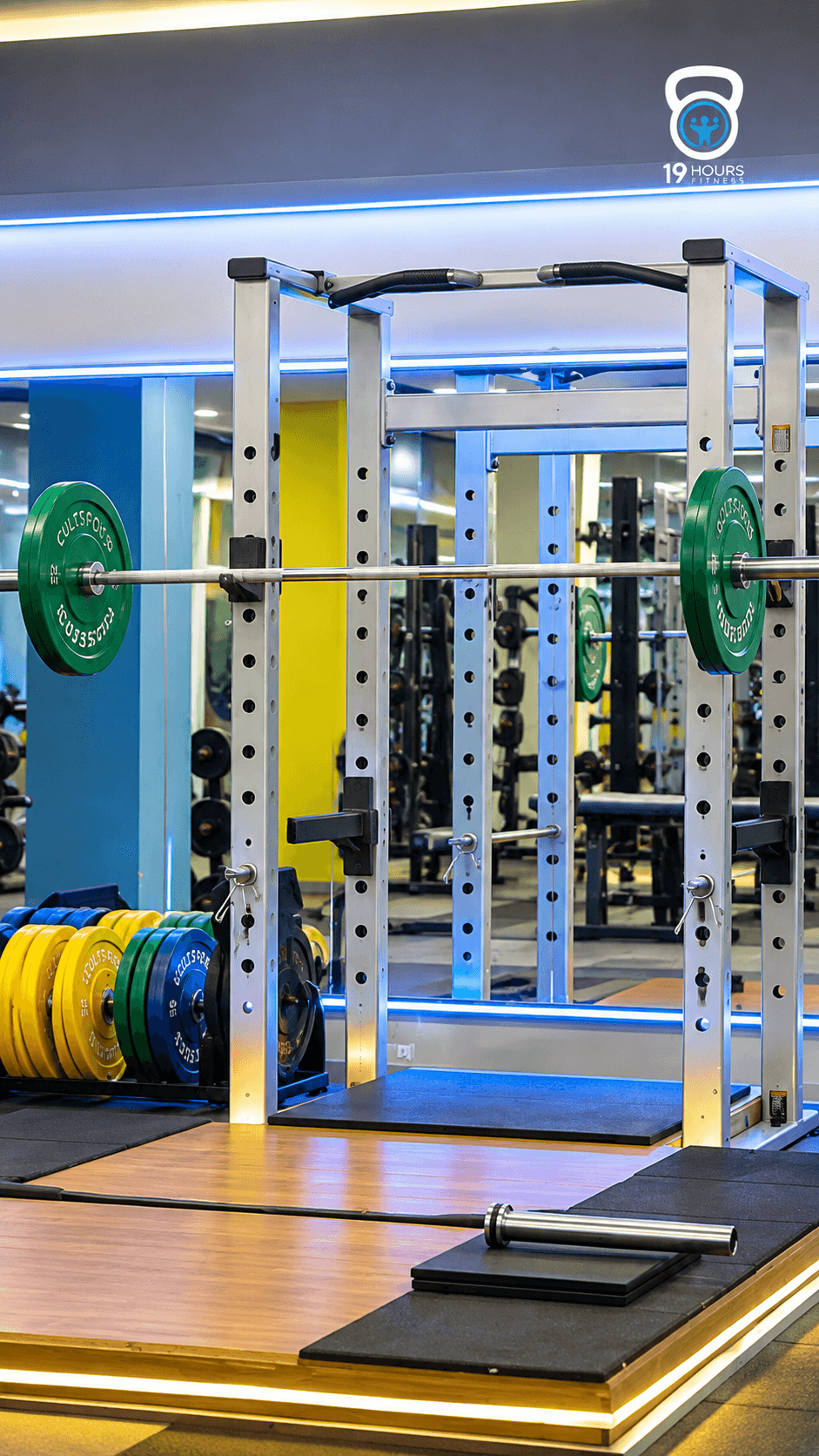 Olympic Lifting Platform and Power Rack Station with Barbell
