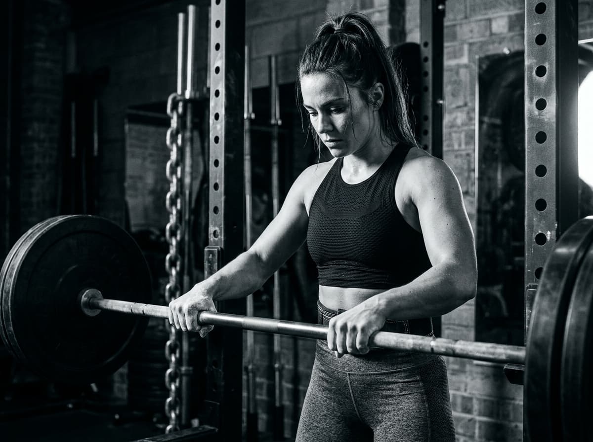 Disciplined athlete preparing for heavy barbell lift